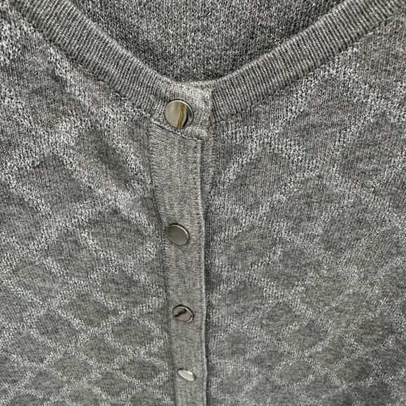 WHITE HOUSE BLACK MARKET Grey Metallic Snap Closure Cardigan Sweater // XS - Picture 4 of 8